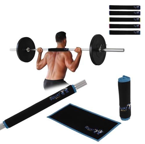 | Squat Wrap (Short) | Thin Bar Pad Wrap. Hugs-the-Bar. Secures to Standard & Olympic Barbells. Great for Squats, Lunges, & Leg Day. - color: Turquoise