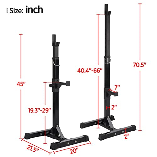 Yaheetech Adjustable Squat Rack Pair, Barbell Bench Press Stands, Home Gym | Sturdy steel stands support up to 550 lb, adjust in height with safety spotter arms, and save space in your home gym setup.