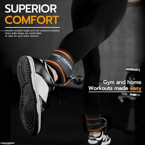 AOHO MOOON Ankle Strap (1 Pieces) for Cable Machine Women - Gym Workout Leg Strap, Premium Padding Ankle Cuffs, Glute Kickback Exercises Equipment, Pulley Attachment, One Size Fit All - color: Orange