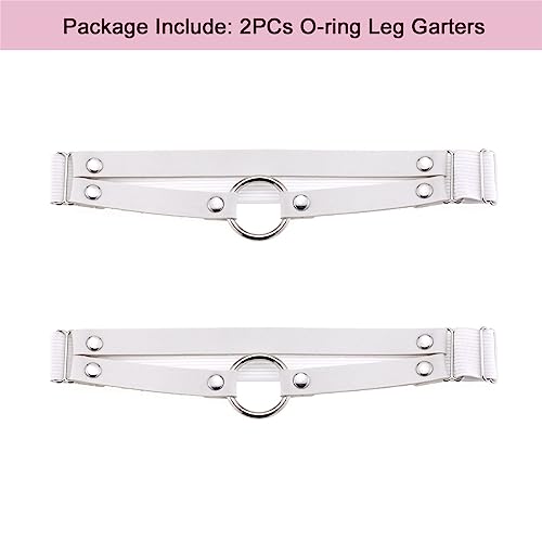 Adjustable O-ring Leg Garter, Elastic Thigh Garters Belt for Women, 1 Pair - color: White