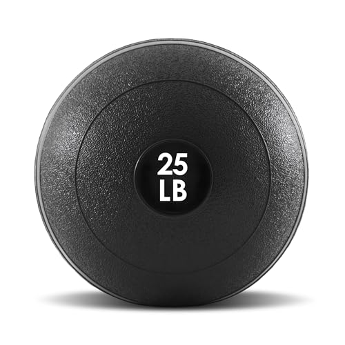 ProsourceFit Slam Medicine Balls 5, 10, 15, 20, 25, 30, 50lbs Smooth and Tread Textured Grip Dead Weight Balls for Strength and Conditioning Exercises, Cardio and Core Workouts - color: Classic - Black, size: 25 LB