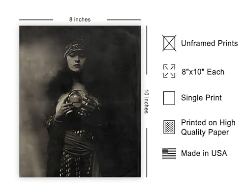Poster Master Vintage Gypsy Woman Print - Retro Fortune Teller Poster - Halloween Art - Wiccan Gift for Men & Women - Gothic Decor for Living Room, Bedroom or Dorm - 8x10 UNFRAMED Wall Art - color: Style-07, size: 8"L x 10"W