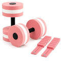 Pool Exercise Equipment, 2 Pool Dumbbells and 2 Wrist Weights | eva foam dumbbells, adjustable straps, low impact pool workout, for aquatic fitness swimming training