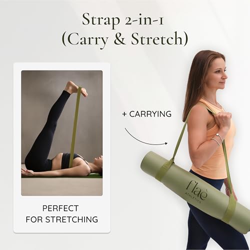 Arch-shaped Yoga Mat, Eco PU Rubber, Non-Slip Exercise Mat for Yoga, Pilates, Home Workout & Stretching with Carry/Stretch Strap & Motivational Design - color: green