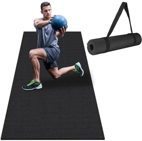 Large Exercise Mat 8'x5'|12'x6'|6'x4'|6'x2' Workout Mat for Home Gym Mats Exercise Heavy Duty Gym Flooring Fitness Mat Large Yoga Mat Cardio Mat for Weightlifting, Jump Rope, MMA, Shoe-Friendly - color: Black6'x2'