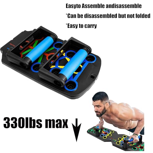 Push-up board, 20 in 1 Exercise Pushup Bar Handles Foldable Home Workout Equipment with Color-Coded System Multi-Functional Pushup Stands for Strength Training, Chest, Arms & Core, Portable Gym for Men & Women Fitness Accessories