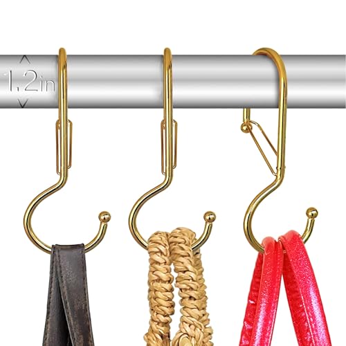 6 Purse Hanger for Closet. Tote Hanger. S-Shaped Hooks S Hooks Twist Design. Anti Drop S-Shaped Hook for Hanging Handbags with Safety Buckle to Prevent Falls. Heavy Duty. (Gold, Twisted) - color: Rose Gold, size: Twisted