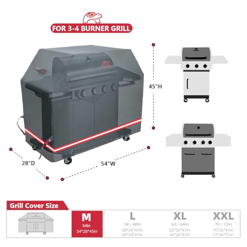 Turtle Life BBQ Grill Cover, 54 Inch Heavy Duty Waterproof 3-4 Burner Barbecue Gas Grill Covers for Weber Spirit Char-Broil Performance and Signature, Black - color: Black, size: EVO-54in