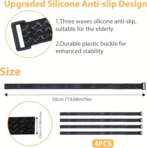 4 Pcs Pedal Straps, Leg Exerciser Foot Straps for Seniors, Anti-Slip Elastic Pedal Straps for Home Fitness, Pedal Exerciser Accessories for Low-Impact Workouts, Fitness Equipment