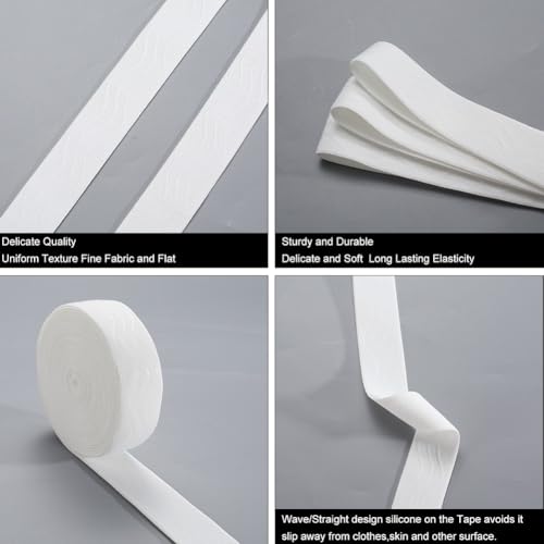 GORGECRAFT 5Yds*30mm Non-Slip Elastic Ribbon Wave Silicone Elastic Gripper Band Stretch Rubbers Stretch Belt Webbing Roll Spool for DIY Garment Sewing Crafts Sports Shorts Accessories, White - color: White