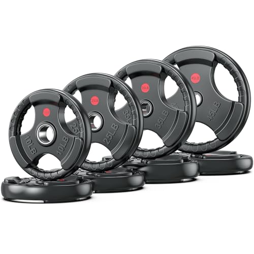 XDDIAS Rubber Weight Plates for Barbell, 2-Inch Olympic Grip Plate for Strength Training, Weightlifting and Bodybuilding in Home & Gym, Solid Cast Iron Weight Plates Pair and Sets - color: 230LBS Set (Pair of 10, 25, 35, 45)
