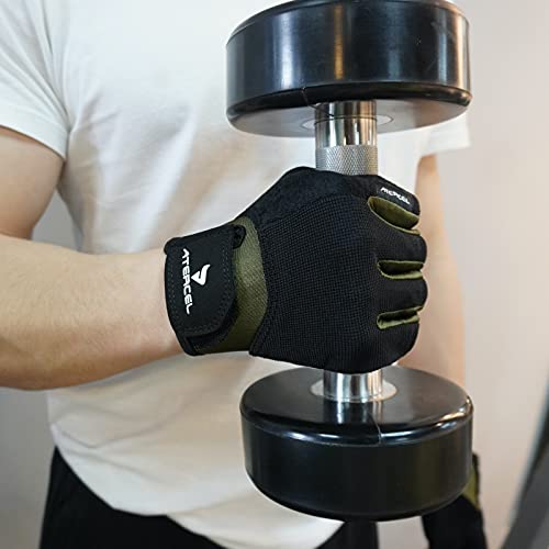 ATERCEL Workout Gloves for Men and Women, Exercise Gloves for Weight Lifting, Cycling, Gym, Training, Breathable and Snug fit - color: Green, size: Large