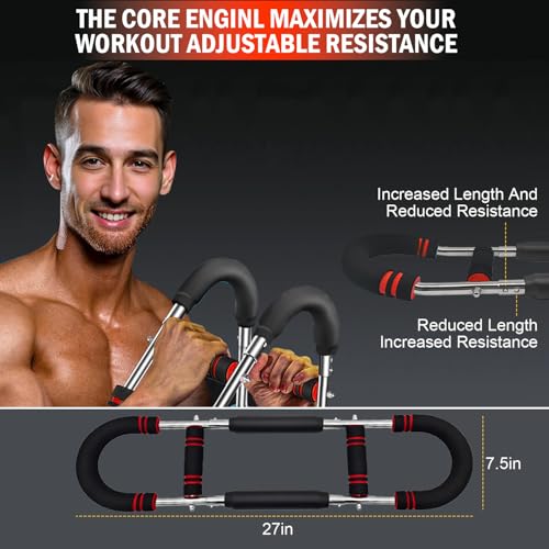 Latest-Gen Twister Arm Trainer, Adjustable Power Spring Workout Bar, Forearm Triceps Chest Exerciser Strengthener, Detachable Portable Home Fitness Equipment for Enhancing Upper Body Muscle - style: 80-110lbs