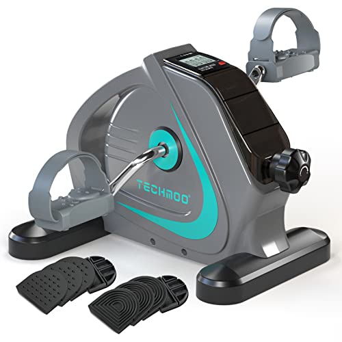 Under Desk Bike Pedal Exerciser Portable Mini Home Exercise Bike with 5LBS Flywheel Sitting Peddler Exerciser for Seniors Legs and Arms Trainer Physical Therapy Equipment Fitness Exercise Bicycle - style: grey