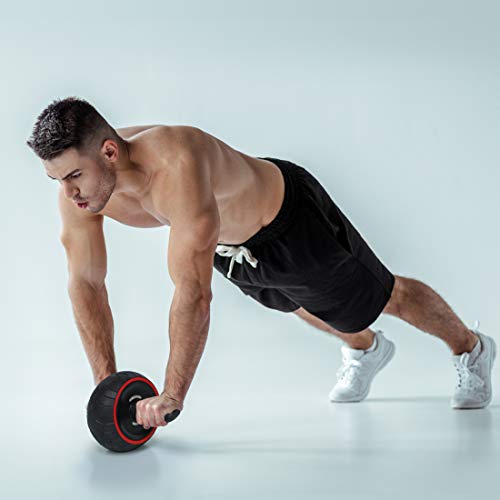 Ab Roller for Abs Exercise Workout Fitness Ab Wheel Roller Knee Mat Resistance Bands Home Gym Equipment for Men Women Abdominal Exercise - color: Black w Resistance Bands