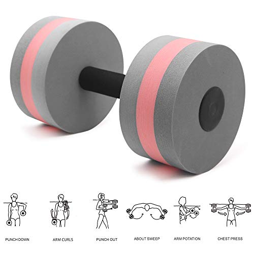 Water Dumbbells, 2Pcs Foam Barbells Water Aerobics Weight for Pool Exercise | EVA Foam, Aquatic Pool Fitness, Exercise Equipment, Lightweight, High Density, Water Resistance Weight Loss for Therapy - color: Grey