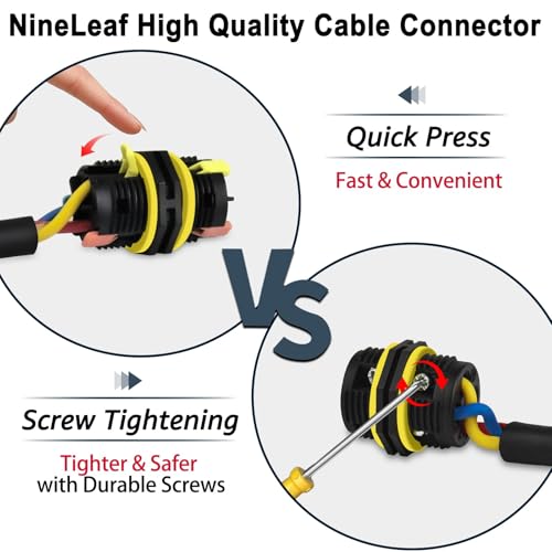 NineLeaf 96PK Waterproof Electrical Cable Connector 3-Pin Push-in Type, IP68 Underground M20 Wire Connector 5-12mm, Fast Press-fit Extension Plug for Outdoor Road and Garden Lighting - size: 96PK, style: Press Type