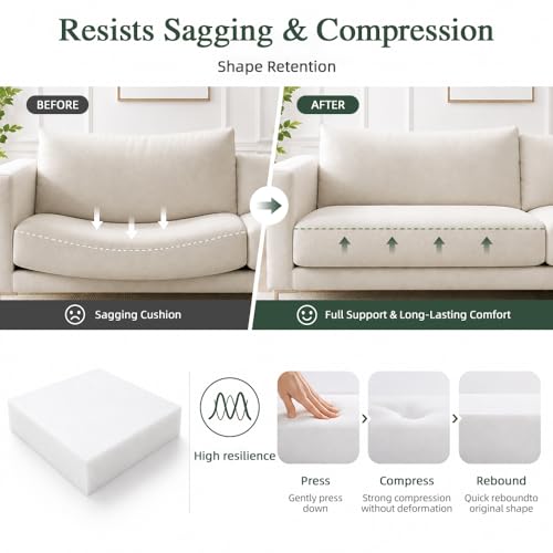 Upholstery Foam Cushion, 30ILD 2’’H x24’’W x72’’L Foam Pad, Cut-to-Size Polyurethane Foam for Cushions, Camper, Bench, Car Seat, RV Bed, Boat, DIY Foam Mat
