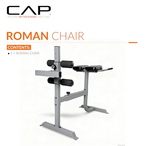 Cap Strength Roman Chair – Adjustable Back Extension Bench for Core & Glute Workouts, Heavy-Duty 300 LB Capacity - Black and Gray Options - color: Gray