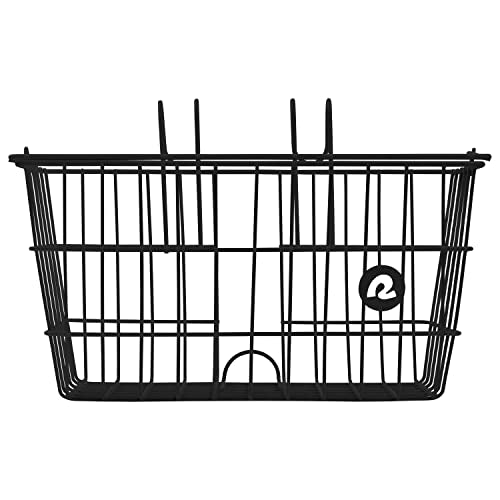 Retrospec Apollo-Lite Lift-Off Bike Basket - Detachable Steel Handlebar Basket with Carrying Handle for Commuting, Shopping & Beach Trips - 14.5in x 9.5in Weather-Resistant Biking Gear - color: Black