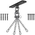 Dolibest Heavy Duty Boxing Punching Bag Chain,Wall Mount Ceiling Hooks 360° Rotation Wood Beam Holder for Boxing& MMA,Wood Beam Holder with 4 Chains and 4 Carabiners,4 Wood Screws for Wooden Sets - color: Heavy Bag Hanger With Chain