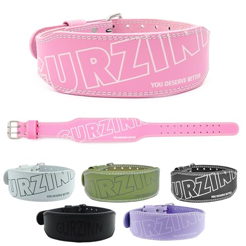 9mm Leather Fitness Weight Lifting Belt for Women&Men with 4 Inches Padded Lumbar Support for Power Lifting Workout & Squats Exercise - color: A-Pink, size: Extra Small
