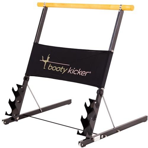 Portable Folding Exercise Bar for Barre, Balance and Ballet Home Workouts | Authentic Booty Kicker, Strong Freestanding Stable Design, Solid Steel and Wood Workout Equipment - color: Black