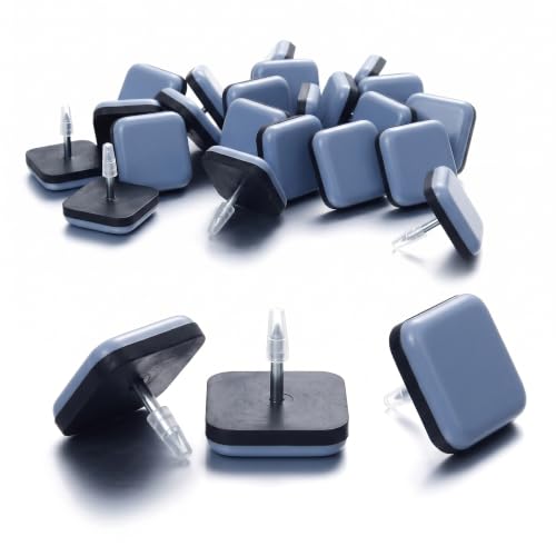 1" Nail on Furniture Sliders (24 Pack) - Furnigear Heavy Duty PTFE (Teflon) Chair Sliders Glides Wooden Furniture Movers Move Your Furniture Easily & Safety - Chair Leg Floor Protectors Square - color: Grayish Blue Square, size: 1"-24 pack