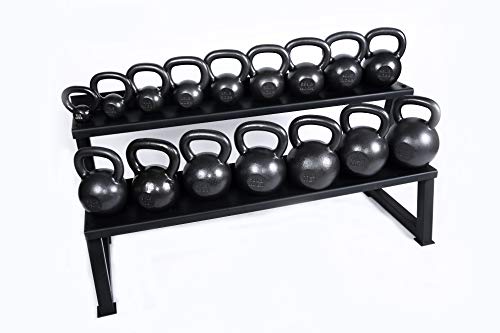 Ader Premier Kettlebell Set with DVD (5, 10, 15, 20, 25, 30, 35, 40, 45, 50lb) Rack and Rubber Mat