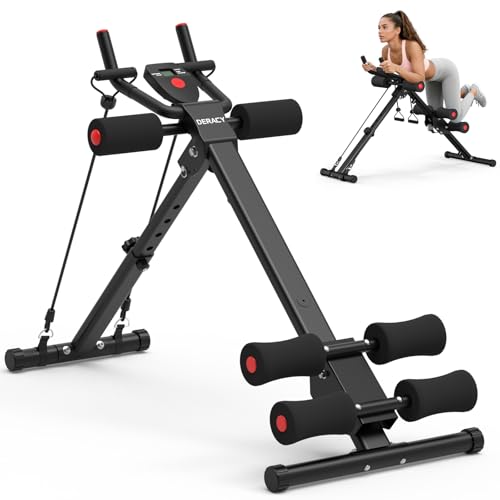 DERACY Ab Workout Machine Adjustable Ab Trainer Abdominal Trainer for Home Gym Foldable Ab Crunch Machine for Core 440 LBS - color: Black