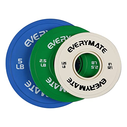 EVERYMATE Change Weight Plates 1.25LB 2.5LB 5LB Set Fractional Plate Olympic Bumper Plates for Cross Training Bumper Weight Plates Steel Insert Strength Training Weight Plates - color: 17.5 LB (1.25+2.5+5) x2