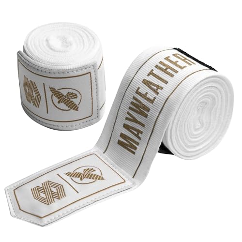 Hayabusa Mayweather Stretch Hand Wraps for Men and Women, 180 inches - color: White/Gold