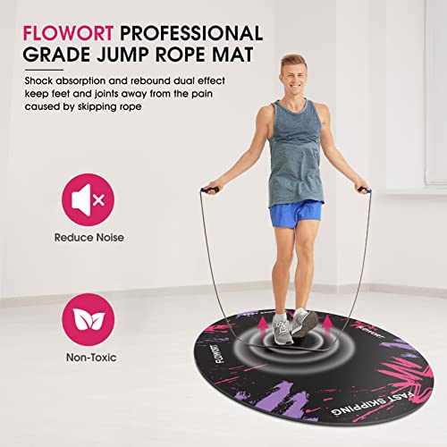 Cheete Jump Rope Mat Large Rubber Exercise Mat Indoor Outdoor Shock Absorbing Mat Non-Slip Oval Design for Floor & Rope Protection, Workout Mats for Home Gym Flooring - color: Purple