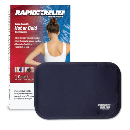 Rapid Relief Ice Pack Large 8 x 12 Hot or Cold Compress Flexible When Frozen Ice Pack for Back, Knee, Shoulder and Muscle Pain, Reusable Hot or Cold Therapy - size: Large (Pack of 1)