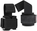 Gym Lifting Dowel Straps Neoprene Padded Wrist Wraps for Weight Training, Bodybuilding & Fitness – Wrist and Grip Support, 2 Pack (Jet Black)