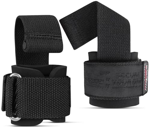 Gym Lifting Dowel Straps Neoprene Padded Wrist Wraps for Weight Training, Bodybuilding & Fitness – Wrist and Grip Support, 2 Pack (Jet Black)