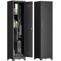 IRONFFICE Metal Utility Closet with Hanging Rod,Narrow Broom Closet with Door,Slim Laundry Storage Cabinet for Bathroo,Gym,Living Room,Black - size: 15.75"D x 15.75"W x 64.96"H-Black