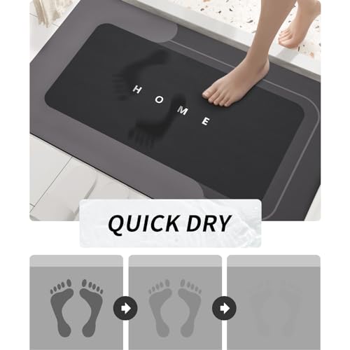 Housego Absorbent Bath Mat, Quick Dry Bath Rug, 16.93x26.77, Black | Absorbent Bath Mat Magic Rug; Quick Drying Magic Bath Mat Non-Slip Floor Rug Rubber Backed for Bathroom Kitchen Shower Sink - color: Black, size: 1'5" x 2'3" (Rectangular)