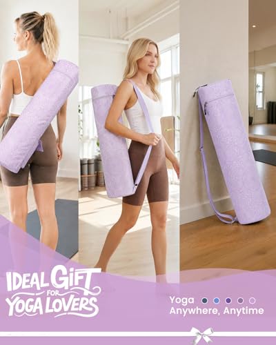 Gonex Yoga Mat Bag with Full-Zip Design, Fits Most Mats | 600D Oxford Fabric, Wet Pocket, Front Zip Pocket, Adjustable Strap, Fits Mats up to 26" - color: Soft Lavender