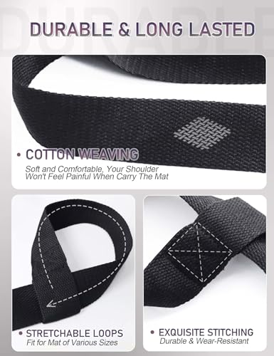 Yoga Mat Carrier Strap - Adjustable Thick and Wide Strap for Carrying Mat or Stretching - color: Black