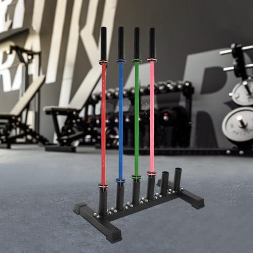 6-Bar Holder 2" Olympic Rack, Floor Stand for Home Gym | Holds Olympic, curl, trap, axle bars. Protective sleeves. 24 lbs. No wall mount. Easy assembly, fits small spaces.