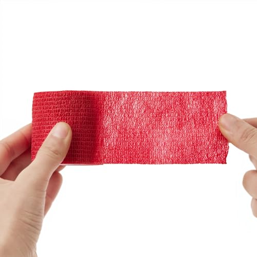 Sensi Wrap Grip Cover Sports Self Bandage Rolls 2-inch x 5-Yards 24pcs (Red) - color: Red