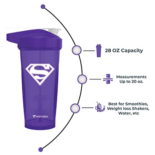 PerfectShaker ACTIV DC Comics & Justice League Series | Leak-Proof, BPA-Free, Shatter-Resistant | ActionRod Mixing Technology for Smooth Blends | Gym, Fitness & Sports Shaker - 828ml (SUPERGIRL) - color: SUPERGIRL