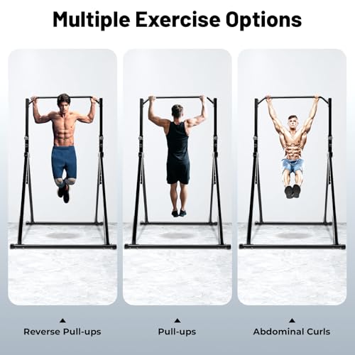 Pull Up Bar, 440lbs Triangular Pull Up Station, Adjustable Multifunction Dip Bar Stand Gym Strength Training Equipment w/Triangular Legs for Gyms Sports Centers & Home