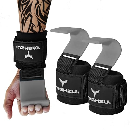 Weight Lifting Hooks, Padded Weight Lifting Straps Wrist Straps for Men and Women, Premium Deadlift Straps for Weightlifting and Powerlifting, Weight Lifting Gloves for Pull Ups - color: Gray