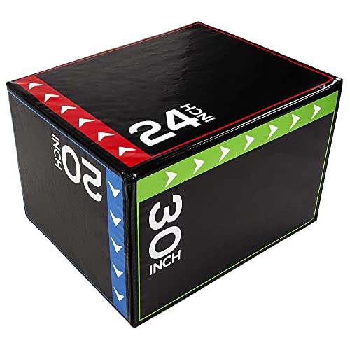 BalanceFrom 3-in-1 Foam Plyometric Jump Box for Home Gym with Multiple Height Options – Versatile Plyo with Non-Slip Surface for Strength, HIIT, Step-Ups, and Agility Training - color: Multi-Color, style: 20 x 24 x 30 inch (16lbs)