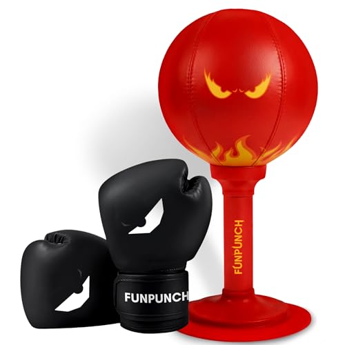 Bundle - Desktop Punching Bag and Boxing Gloves for Kids - Great Kids Boxing Set