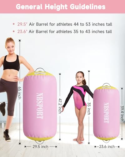 Air Barrel - Air Roller Gymnastics Barrel for Back Handspring Trainer, Air Tumble Mat with Pump for Gym Training/Yoga Balance Exercise/Cheerleading/Home and Outdoor Use - color: Purple + Yellow, size: 39.4x23.6inch
