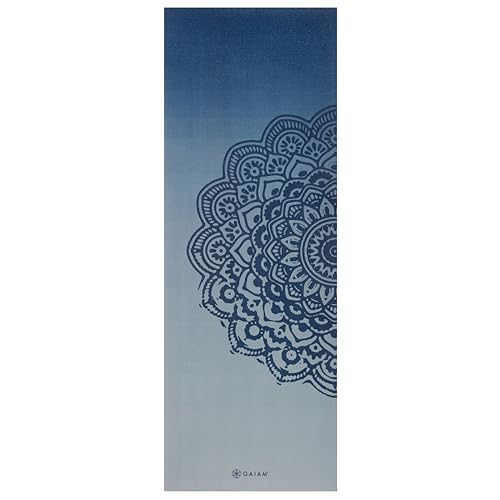 Gaiam Premium Yoga Mat, 6mm Thick Print Mat | Premium 6mm thick cushioning for joint support. Non-slip print design for yoga, Pilates & floor workouts. - color: Indigo Fade