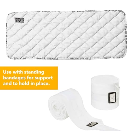 Harrison Howard Medicine-Retaining Shock-Absorbing Pressure Sores Prevention Quilted Leg Wraps for Horse Set of 4-White M - color: White, size: Medium